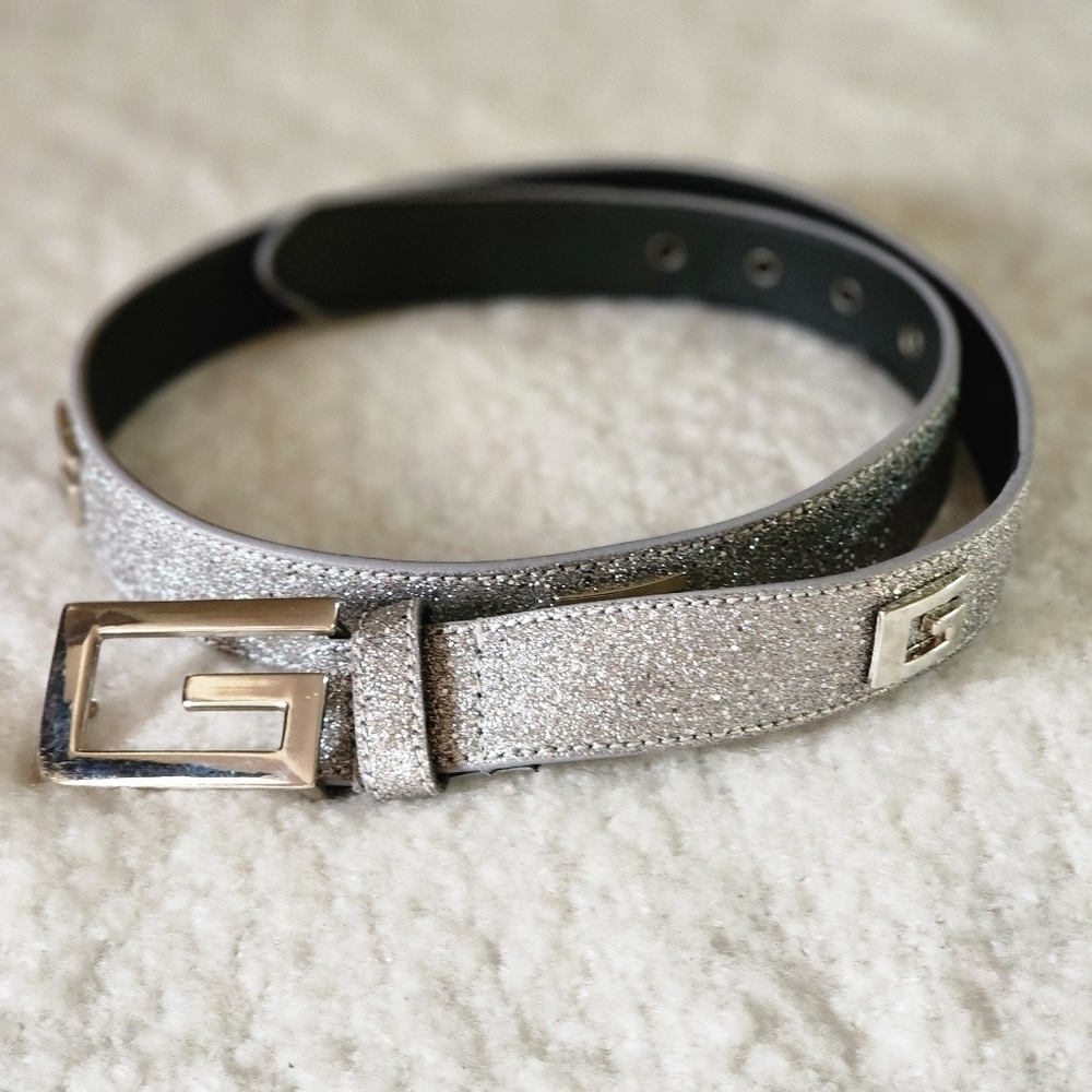 Glitter silver statement belth with G embellishment size 34